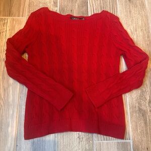 Lauren Ralph Lauren Women's Vibrant Red Cable Knit Sweater